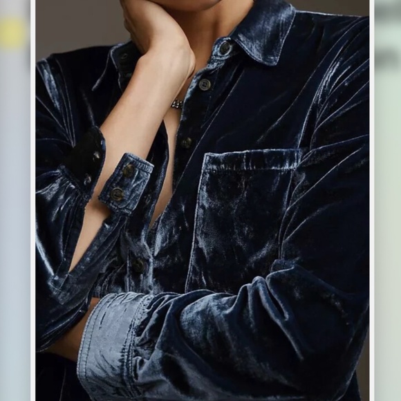 NWT - Pilcro Hadley Relaxed Button-down Velvet Edition - Picture 9 of 11